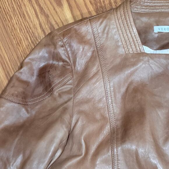 Veronica beard brown moto leather jacket size 1 / XS - Picture 8 of 16